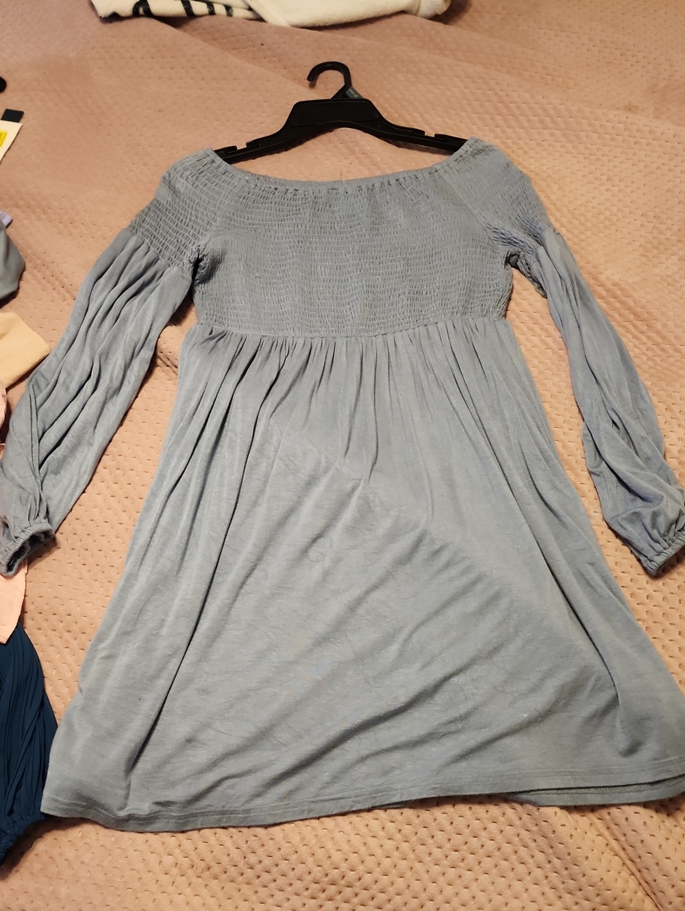Listicle Light Blue Smocked Off-Shoulder Midi Dress